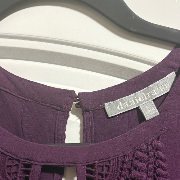 Daniel Rainn Plum Crochet Accent Blouse - Picture 2 of 9